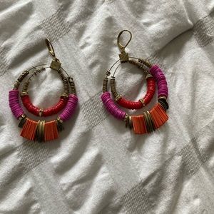 Orange and pink loop earrings